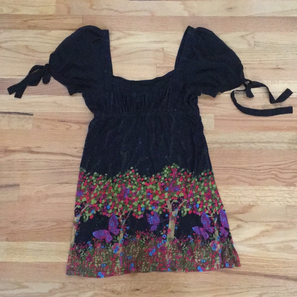 Free People (M) boho tunic dress w/whimsical print